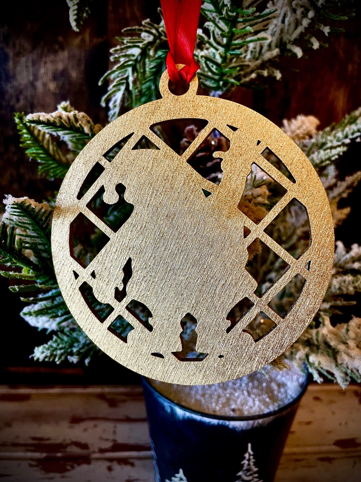 Symbols of Christmas Art Deco Santa Claus Wood Ornament & Gift Tag | 15 Finishes | Series of 12 (#1)