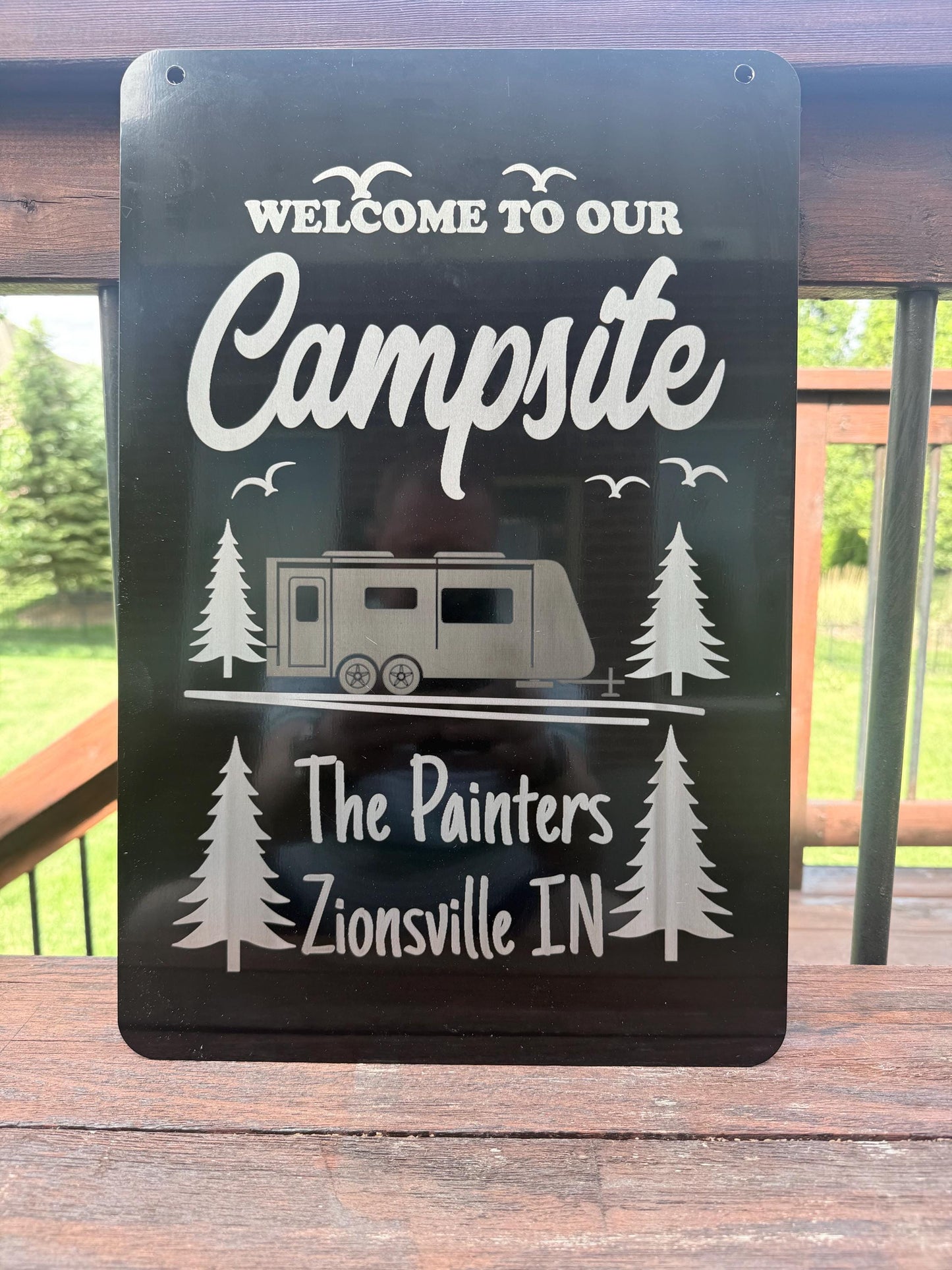 Custom Campsite Welcome Aluminum Garden Flag Sign | RV, Trailer & Tent | Double-Sided Weatherproof