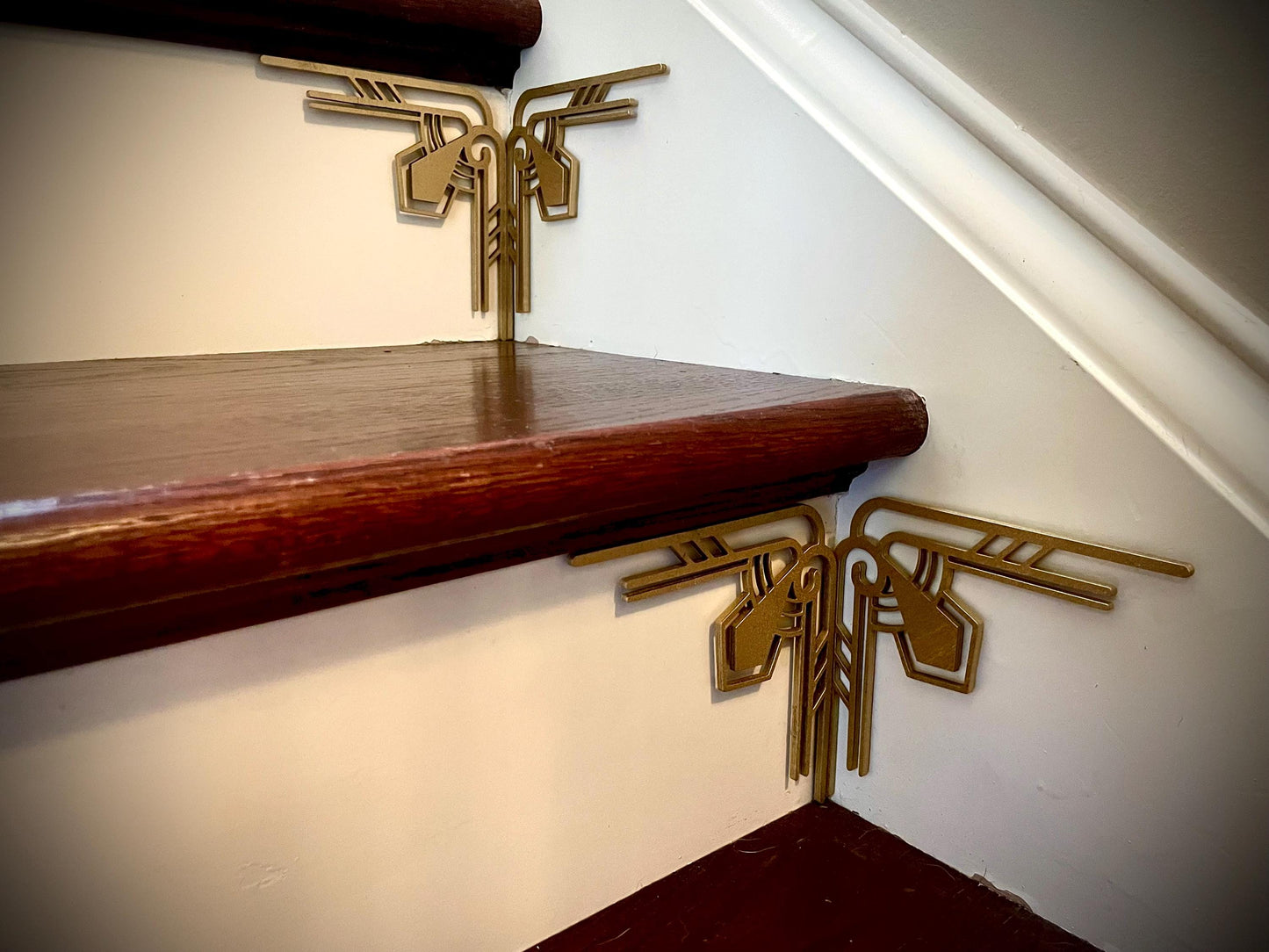 Art Deco art deco staircase corner accents / embellishments (set of 4) available in multiple finishes- style V