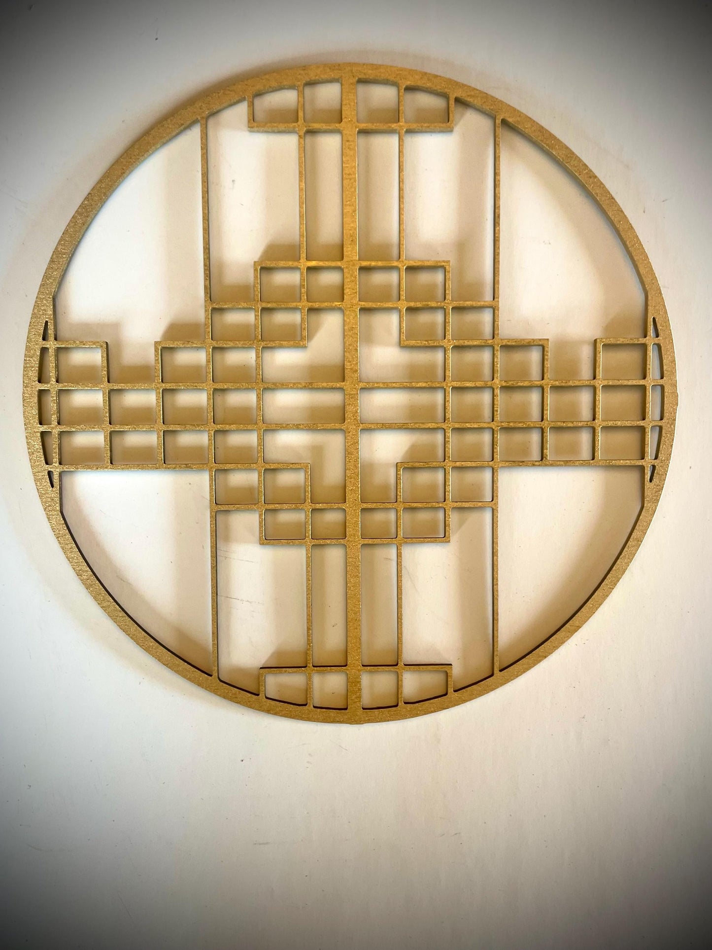 Boho Modern Art Deco Chinese Symbols Wood Wall Art | 4-Panel Circles | Multiple Sizes & Finishes