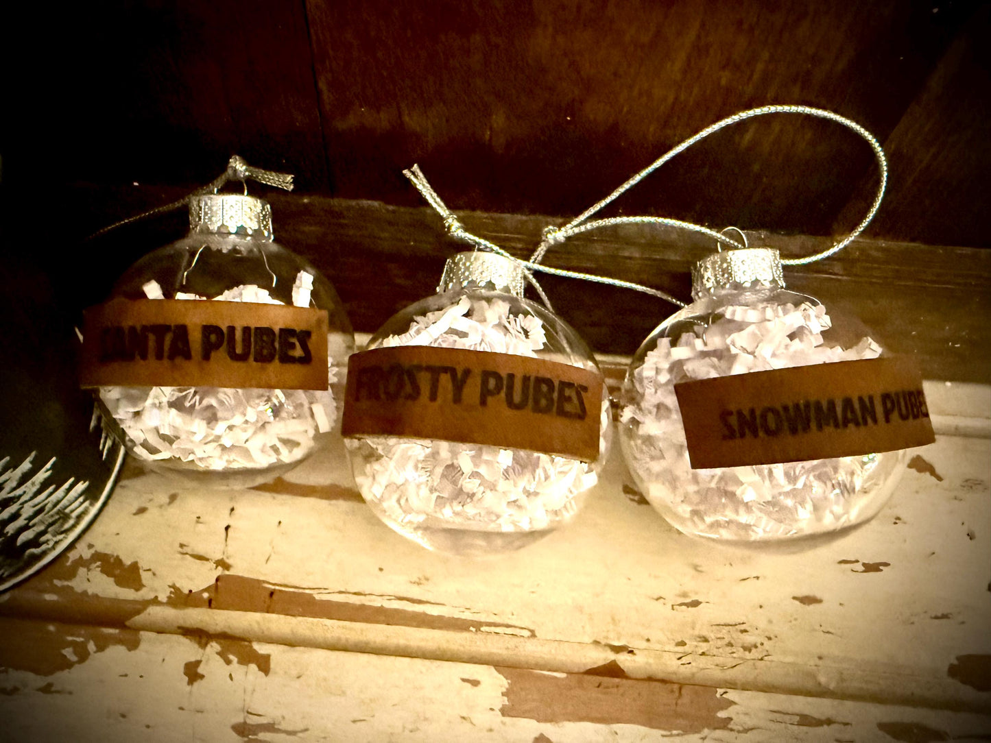 Snowman Pubes Funny Wood Christmas Ornament | Gag Gift | Novelty Holiday Gift