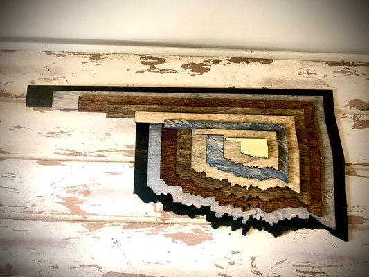 Oklahoma Stacked State 3D Wood Table & Wall Art | Multi-Color