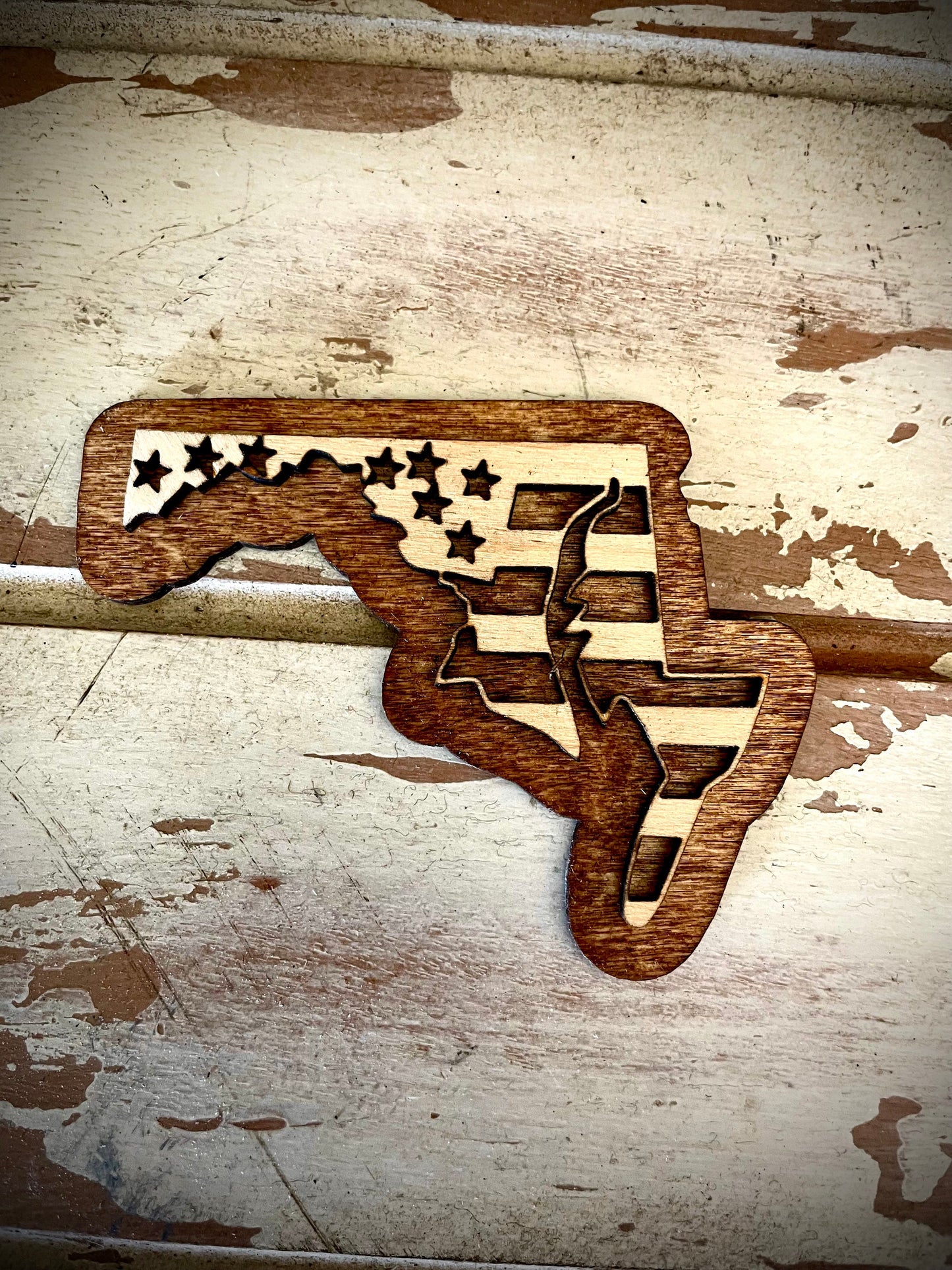 Maryland US Flag 2-Layer Wood Refrigerator Magnet | 12 Finishes | Patriotic Gift