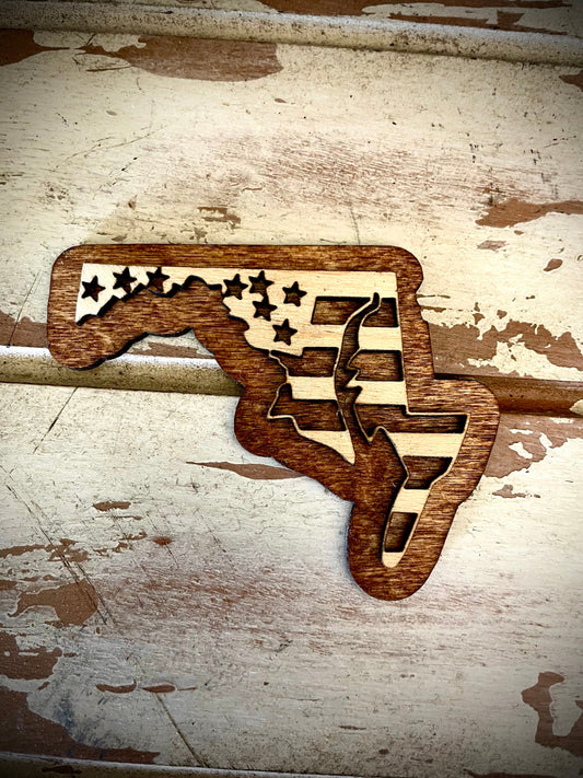 Maryland US Flag 2-Layer Wood Refrigerator Magnet | 12 Finishes | Patriotic Gift