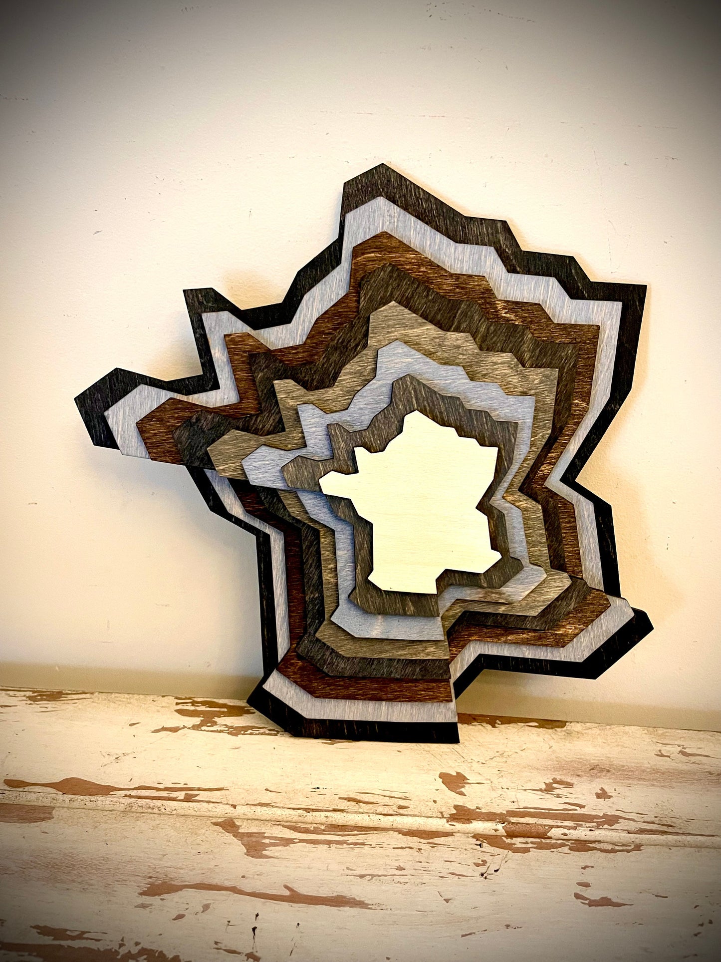 France Stacked 3D Wood Table & Wall Art | Multi-Color
