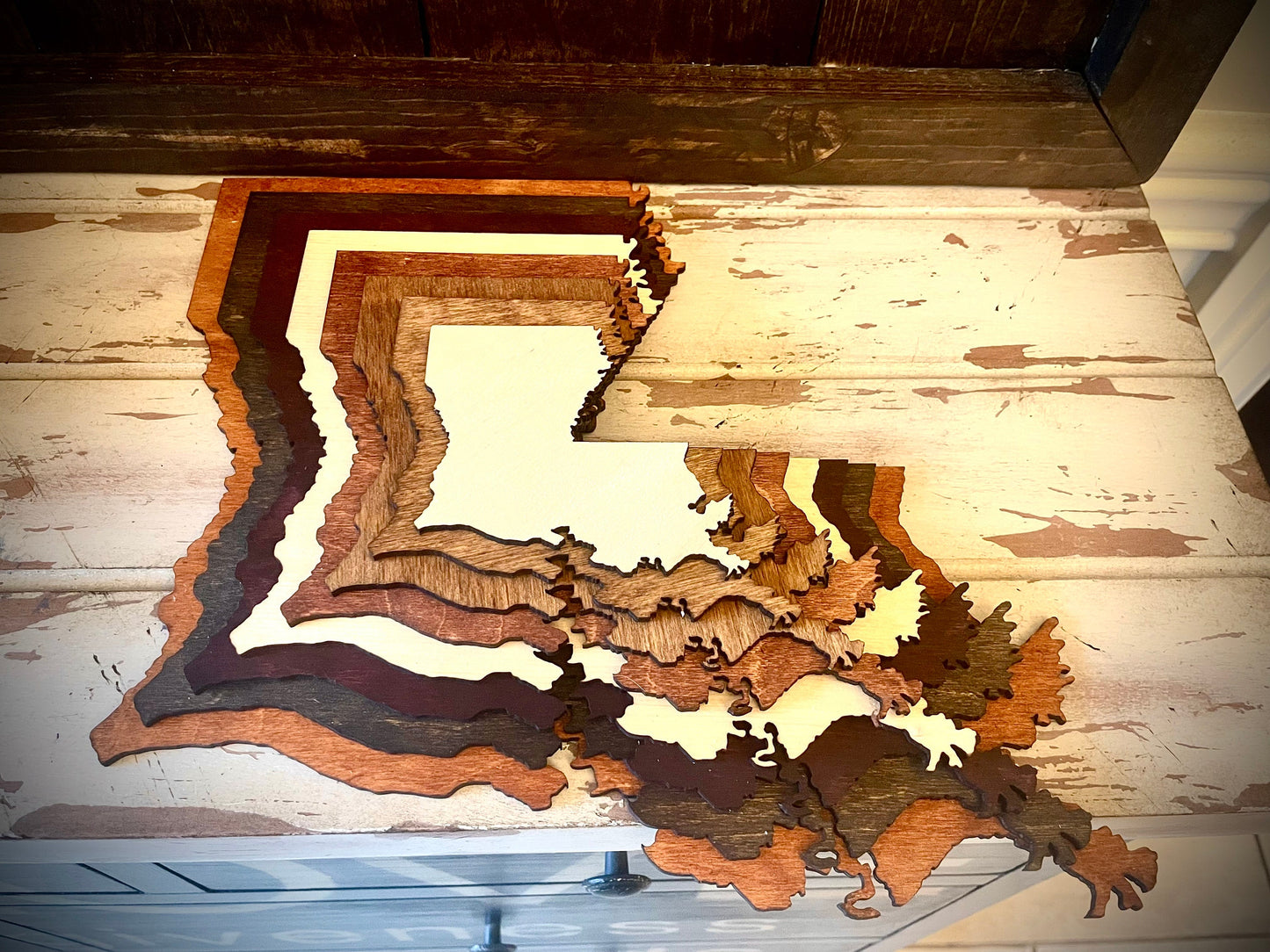 Louisiana Stacked State 3D Wood Table & Wall Art | Multi-Color