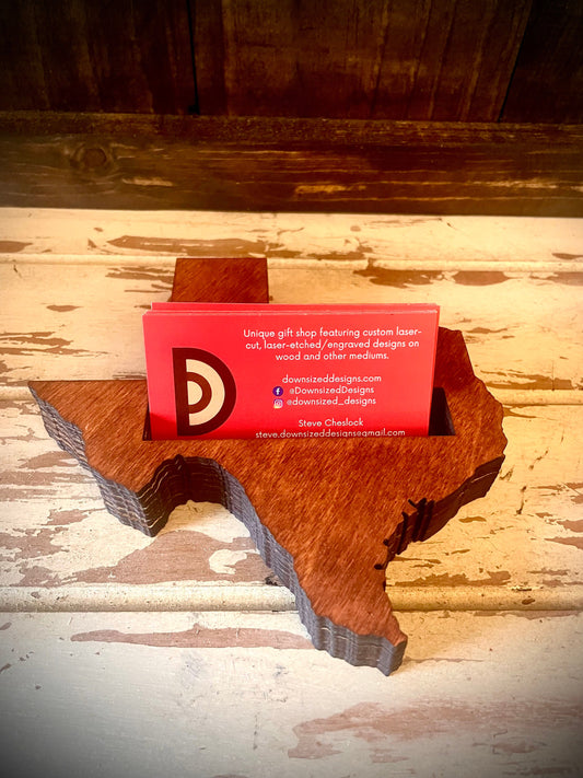 Texas Wood Business Card Holder | 12 Finishes | Office Gift