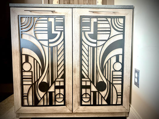 Art Deco Geometry Kitchen & Bathroom Cabinet Facing Panels | Custom Sized | Raw, Primed & Finished | Style 001