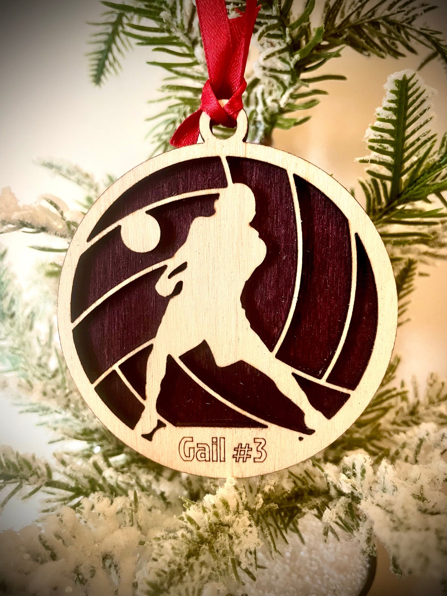 Volleyball Player Personalized 2-Layer Wood Christmas Ornament & Gift Tag | Multiple Finishes | Volleyball Gift (#3)