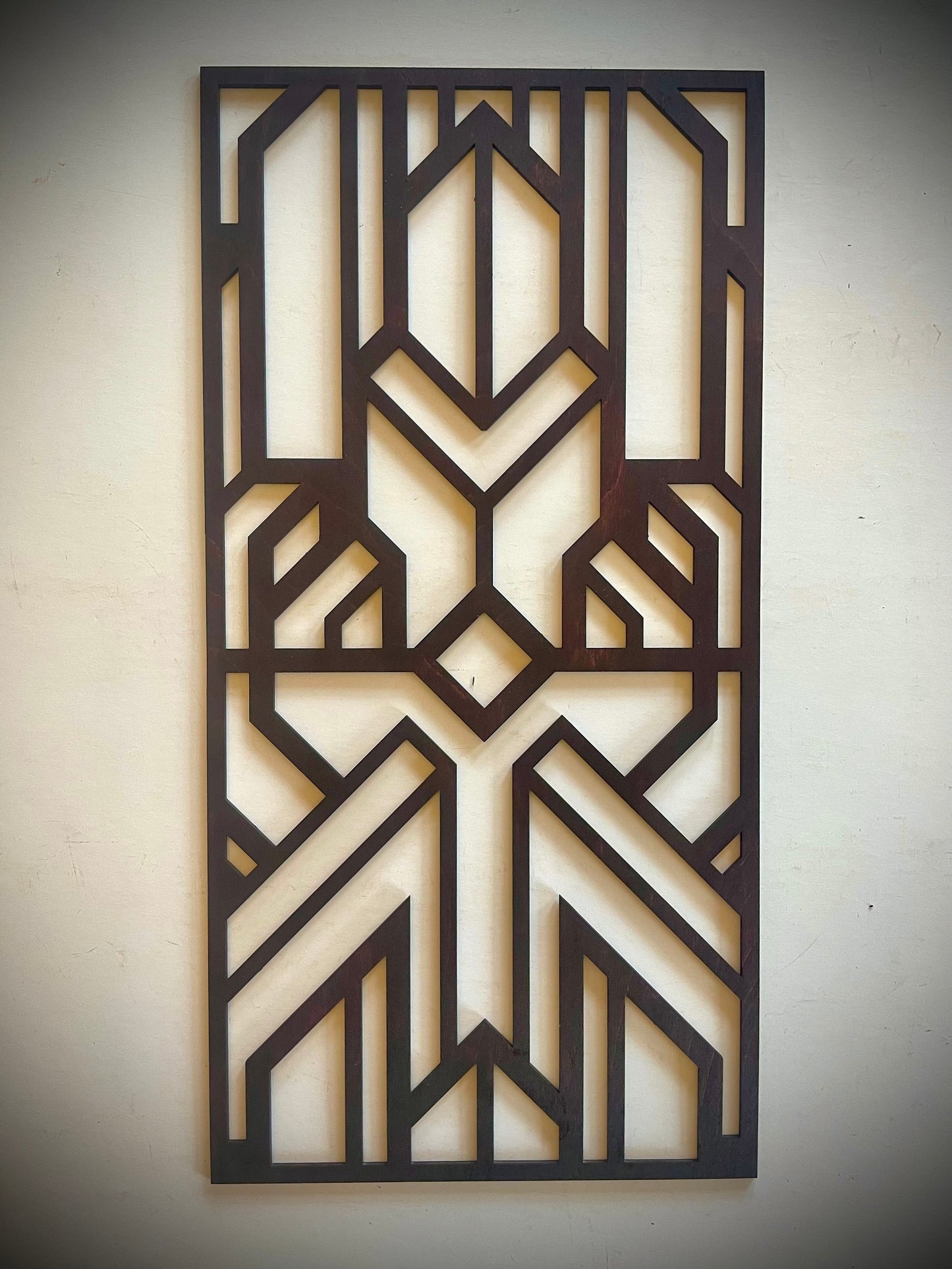 Boho Modern Art Deco Geometry wood wall art, 3 panel set in multiple sizes and finishes, Style M
