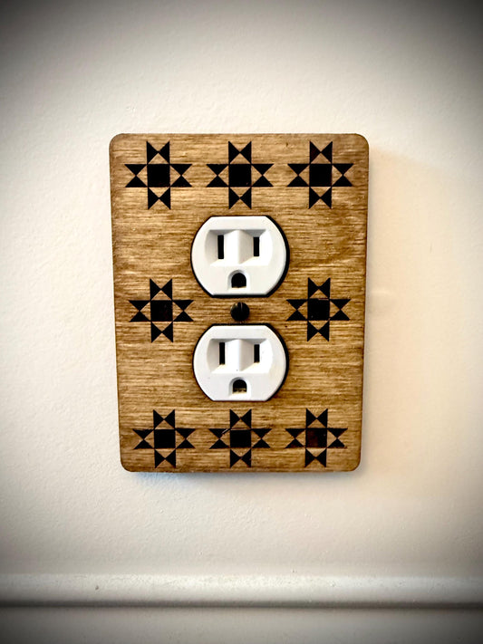 Quilt Pattern Wood Light Switch & Outlet Cover | Decora | 12 Finishes