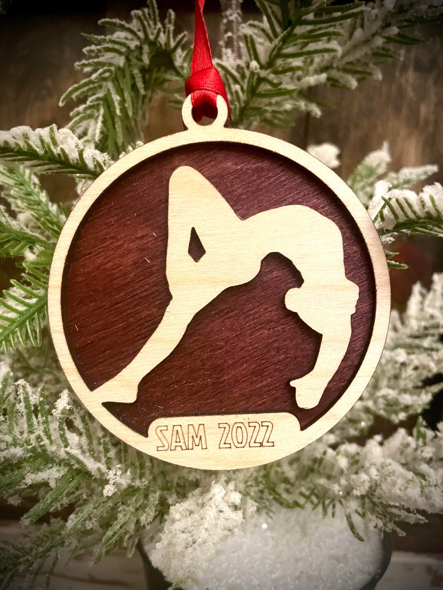 Gymnast Personalized 2-Layer Wood Christmas Ornament & Gift Tag | Multiple Finishes | Gymnastics Gift (#2)