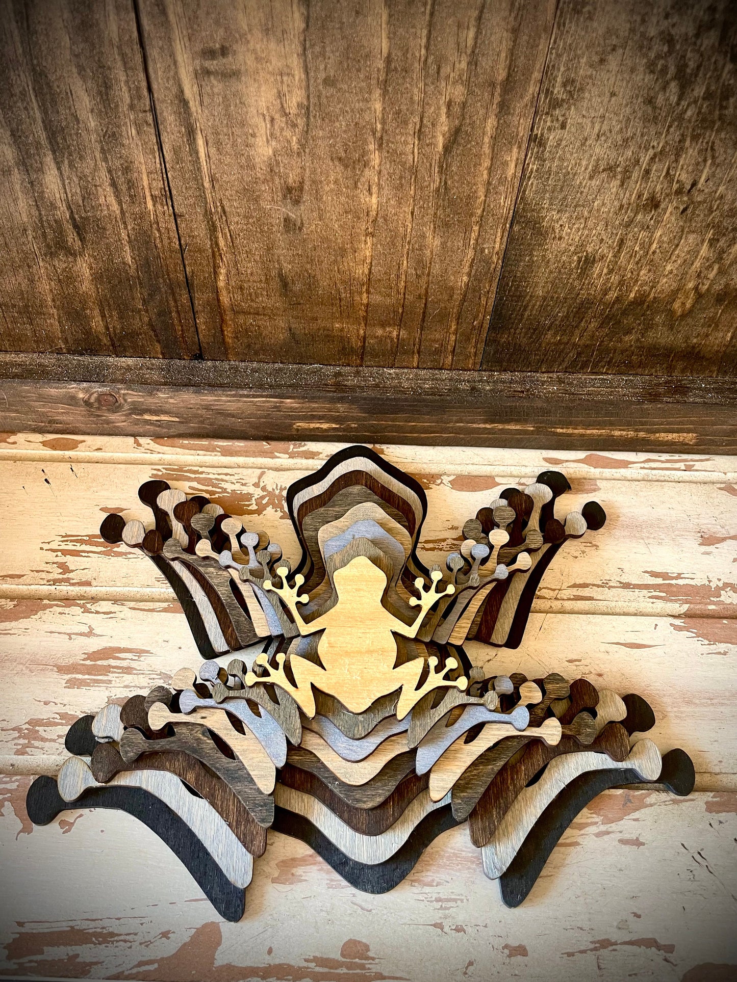 Stacked Frogs 3D Wood Table & Wall Art | Multi-Color
