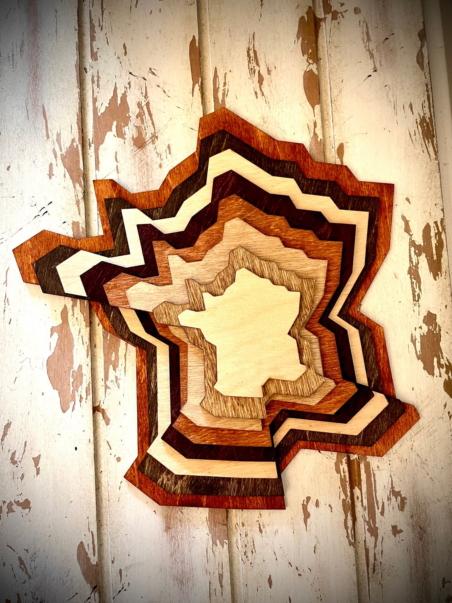 France Stacked 3D Wood Table & Wall Art | Multi-Color