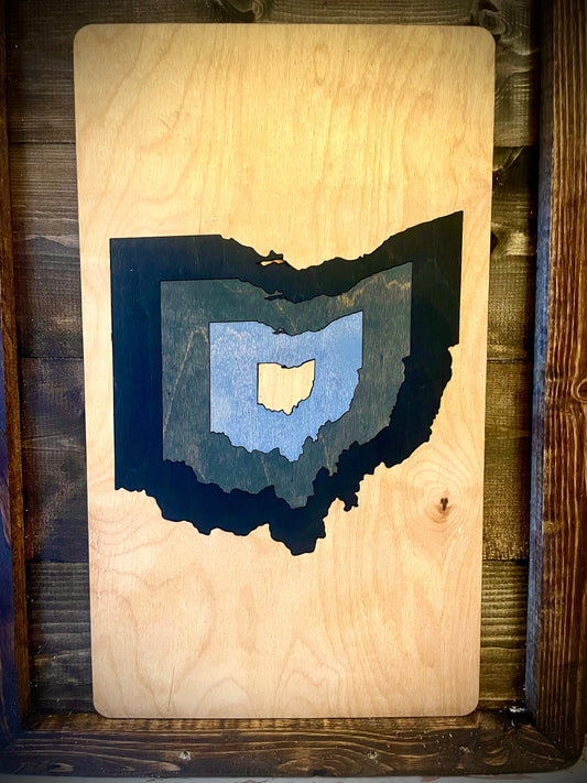 Ohio Inlay Art Wood Panel | Table or Wall Art | Multi-Color