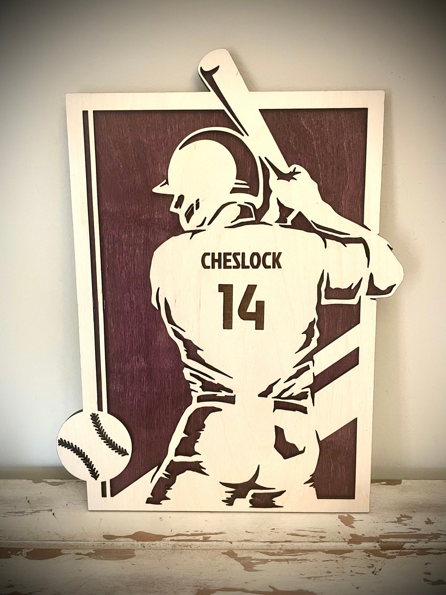 Custom Baseball Wood Plaque | Player Name & Number Engraved | Jersey Back Design