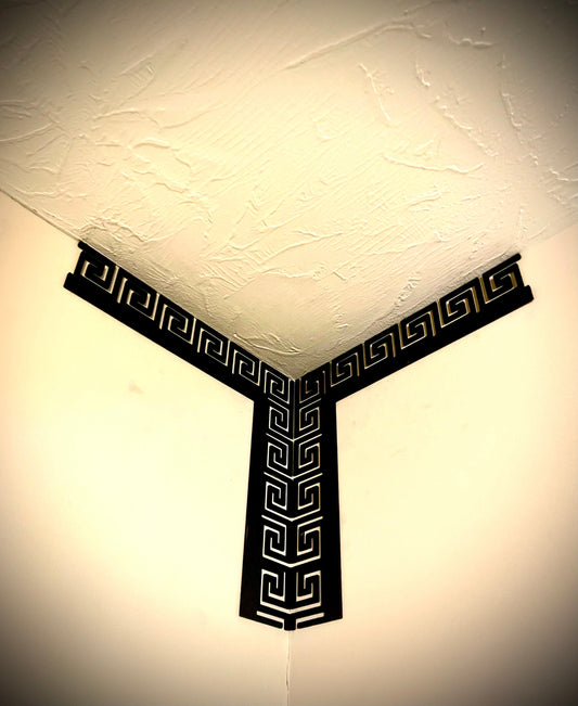 Greek Key Small Pattern Wood Corner Accent | Set of 2 | Greek Set D