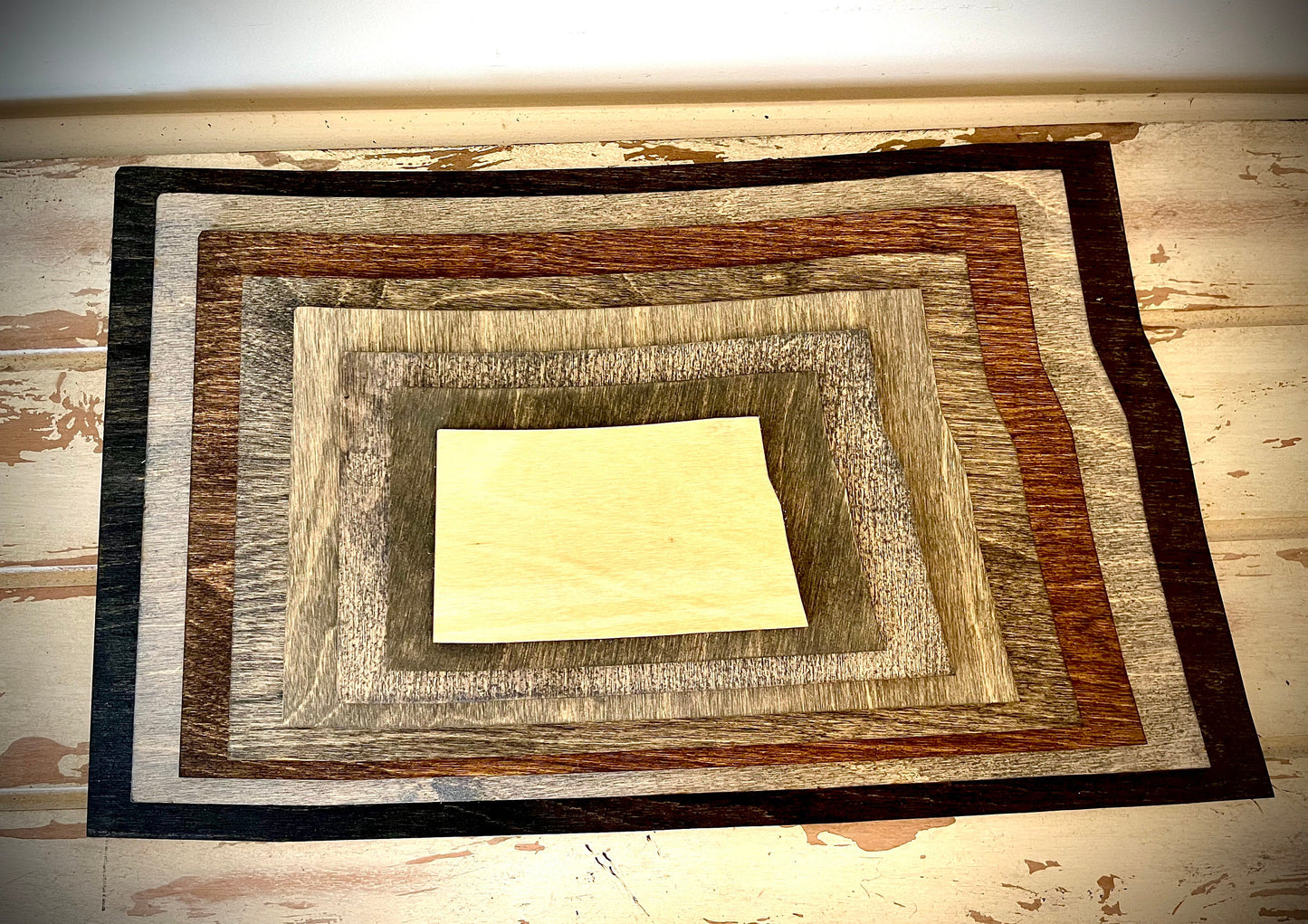 North Dakota Stacked State 3D Wood Table & Wall Art | Multi-Color