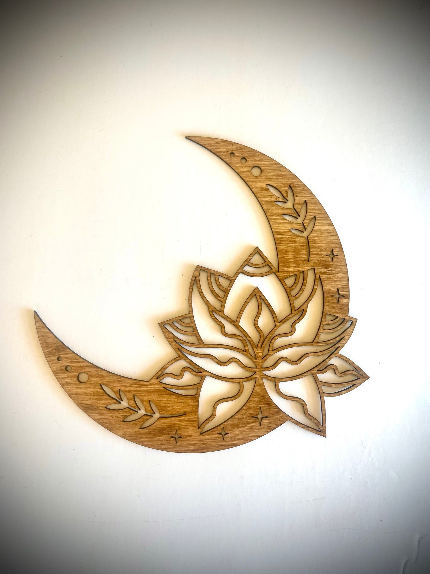 Lotus Moon Mandala Wood Wall Art | 3-Panel Set | Multiple Sizes & Finishes