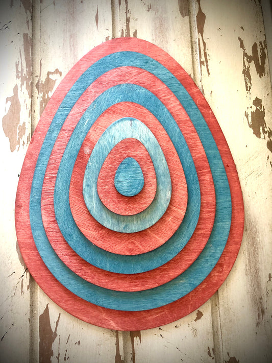 Stacked 3D Wood Easter Eggs | Table & Wall Art | Multi-Color Easter Decor