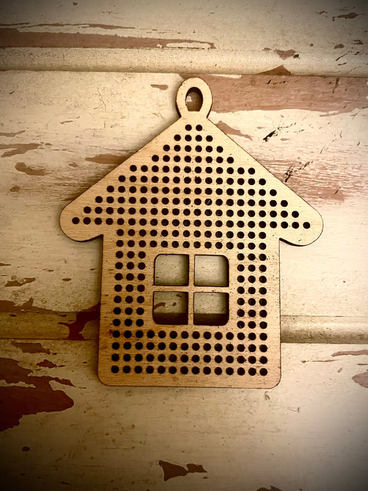 Cross Stitch House Christmas Ornament Wood Blanks | Assorted Quantities