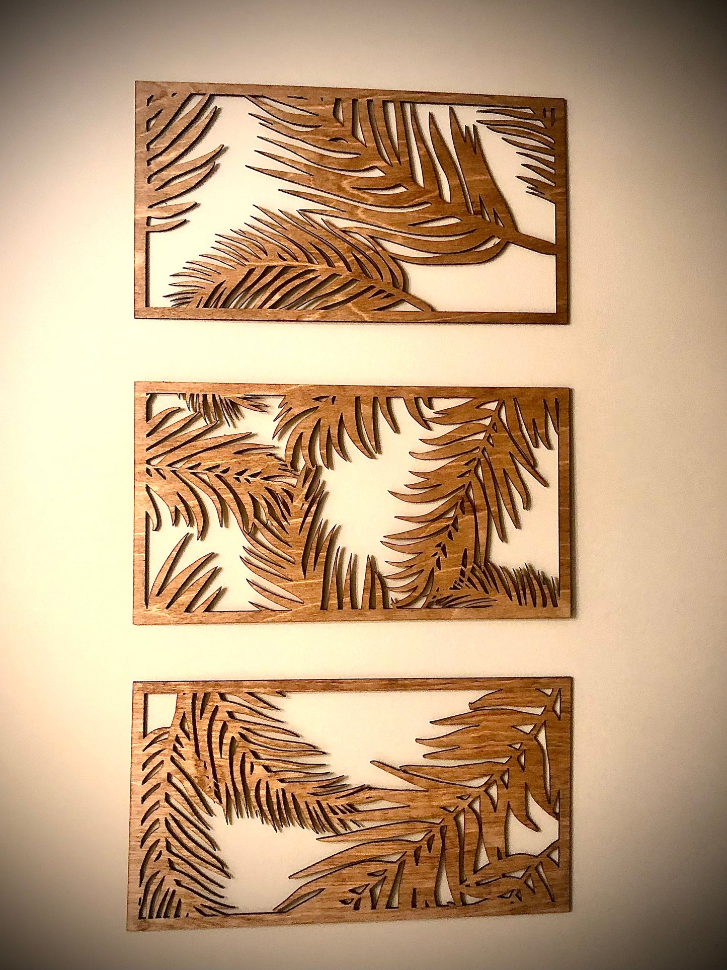 Boho Palm Leaf Tree Wood Wall Art | 3-Panel Set | Multiple Sizes & Finishes