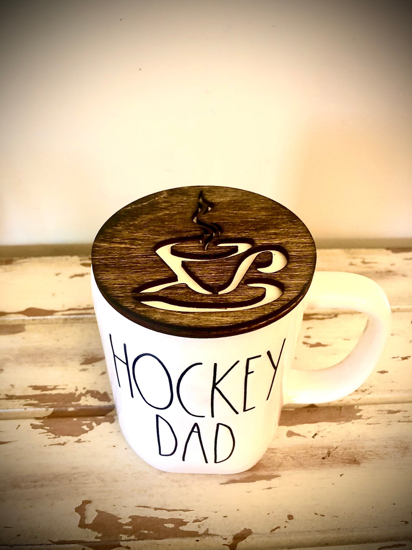 Latte Art Wood Coffee Mug & Candle Topper | Coffee Lover Kitchen Decor