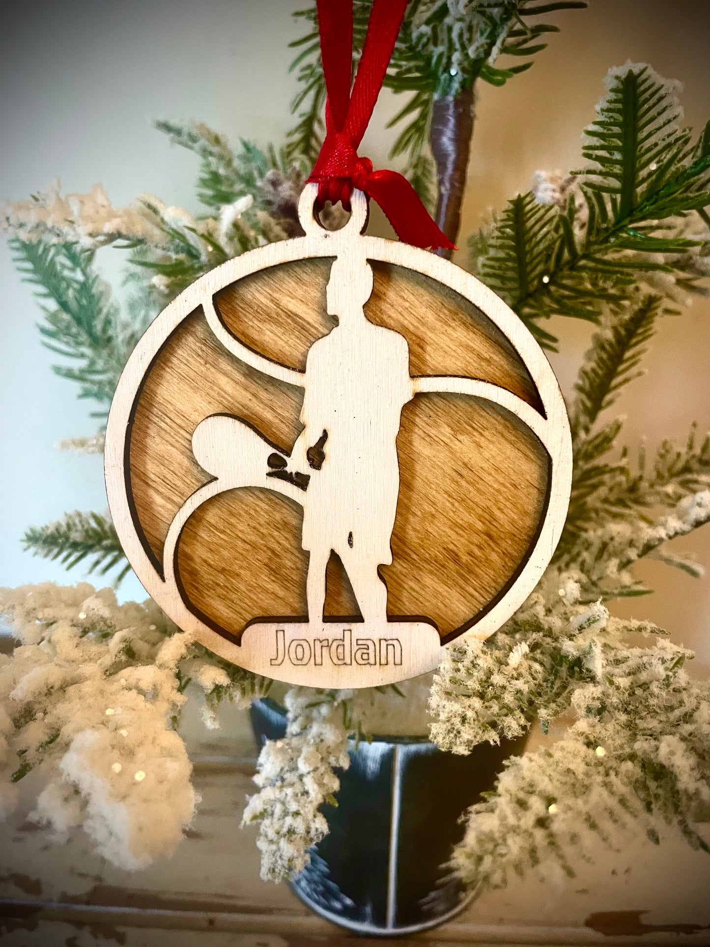 Tennis Player Personalized 2-Layer Wood Christmas Ornament & Gift Tag | Multiple Finishes | Tennis Gift (#5)