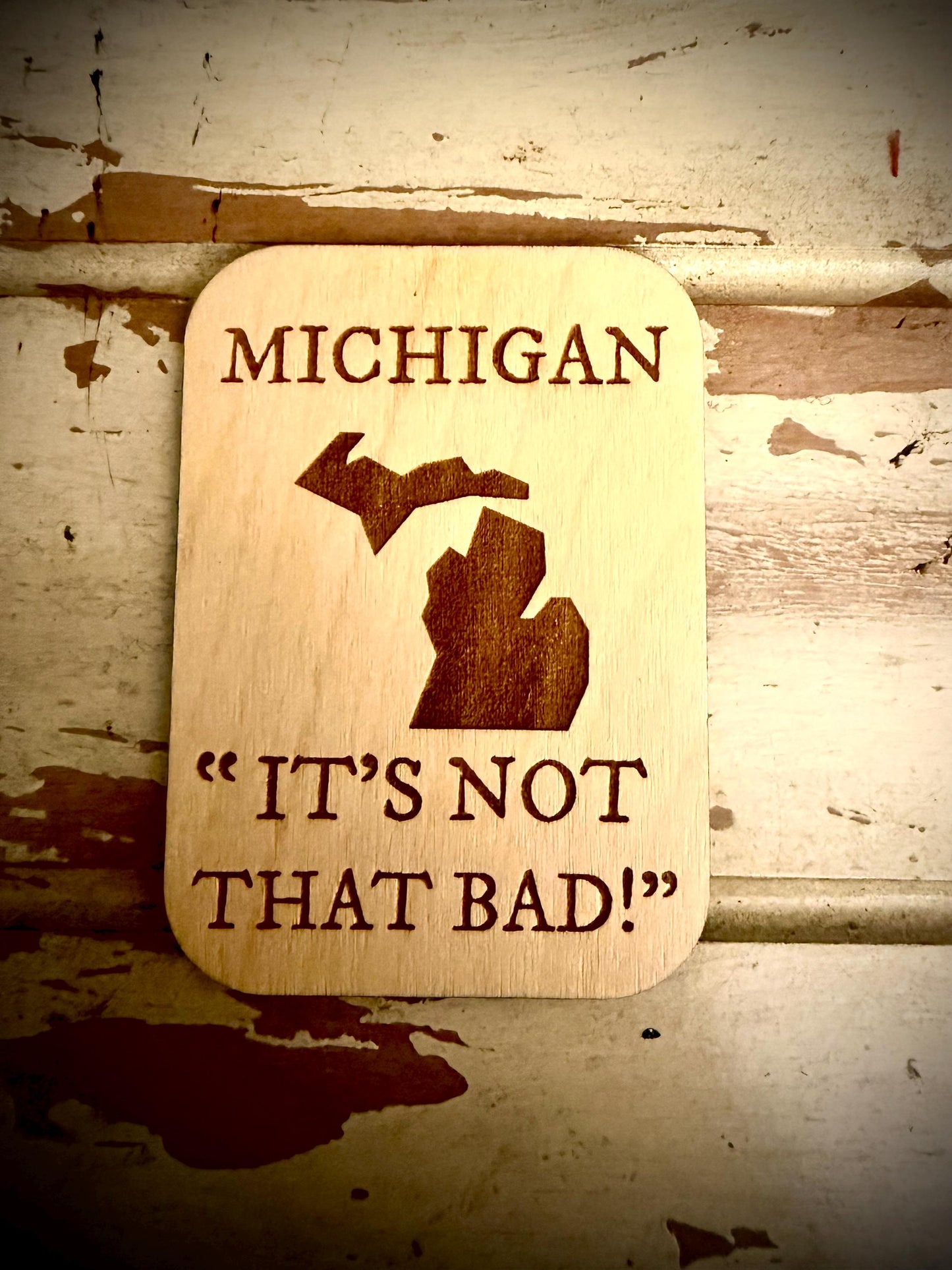 Michigan "It's Not That Bad!" Funny Wood Fridge Magnet | Funny Gift
