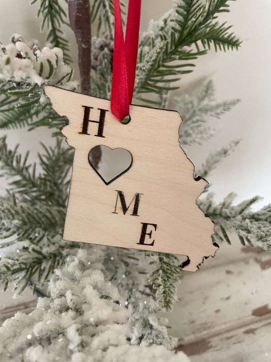 Missouri HOME Wood Ornament & Gift Tag | 12 Finishes | State Pride Gift