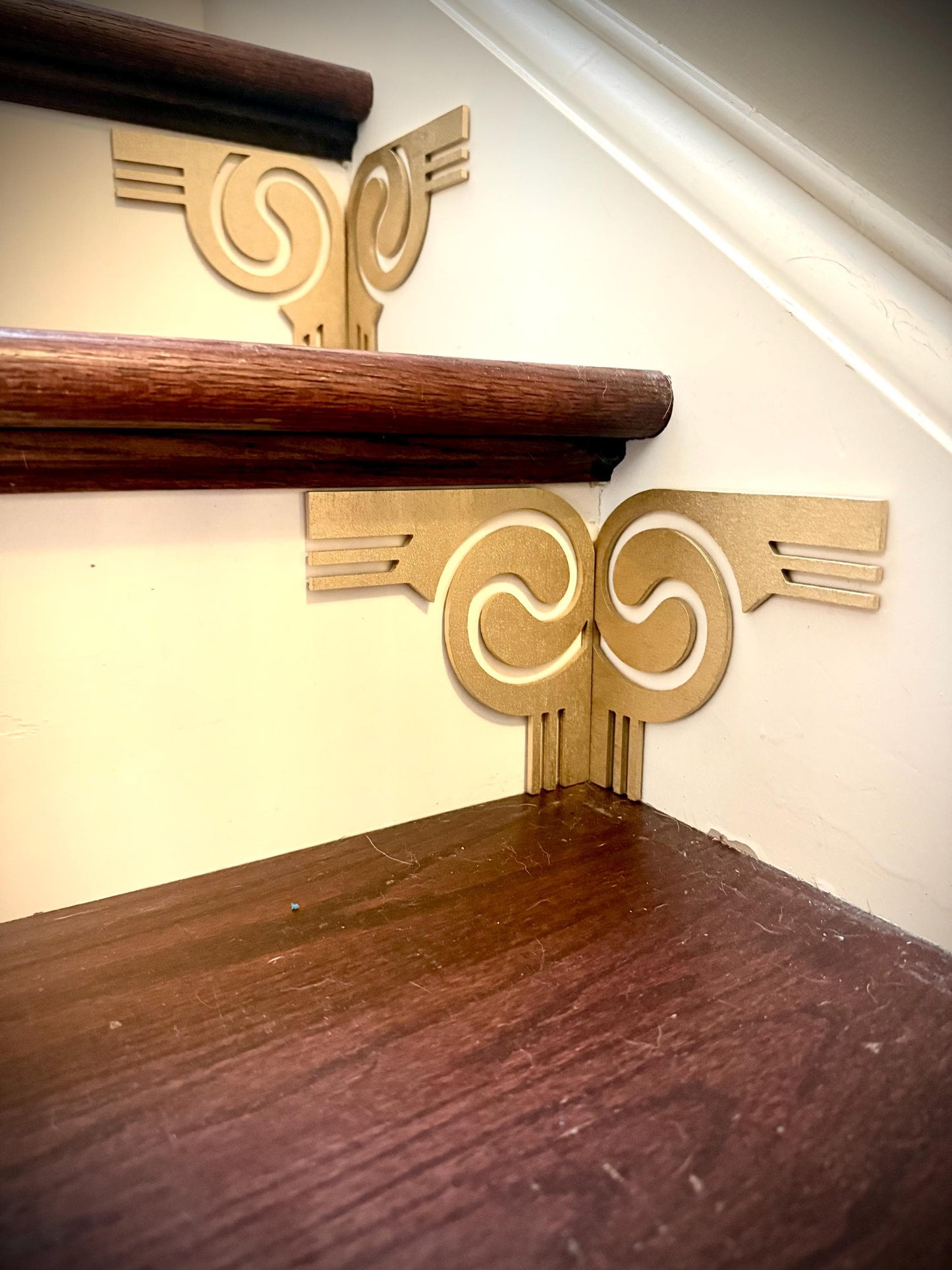 Modern Decorative Wood Staircase Corner Accents | Set of 4 | Multiple Finishes | Style A