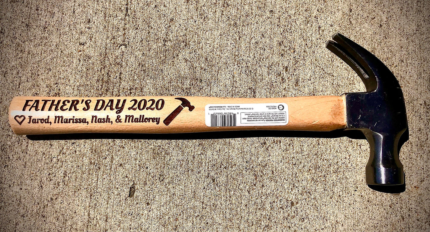 Custom Engraved Personalized Hammer | Father's Day, Birthday & Christmas Gift