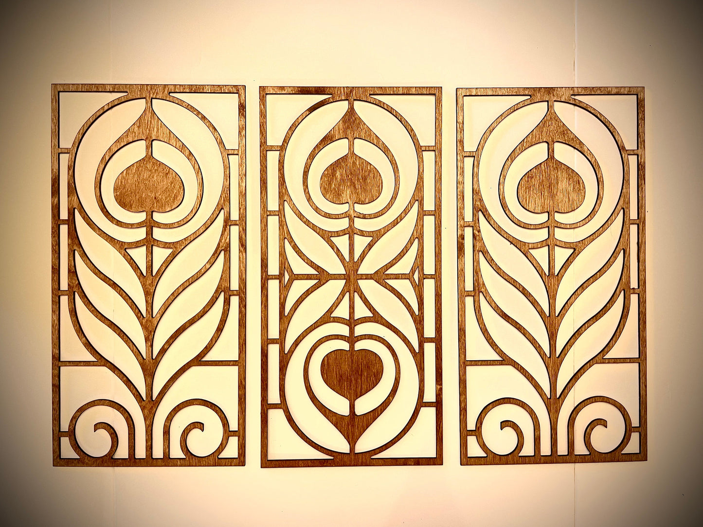 Peacock Feather Wood Wall Art | 3-Panel Set | Multiple Sizes & Finishes