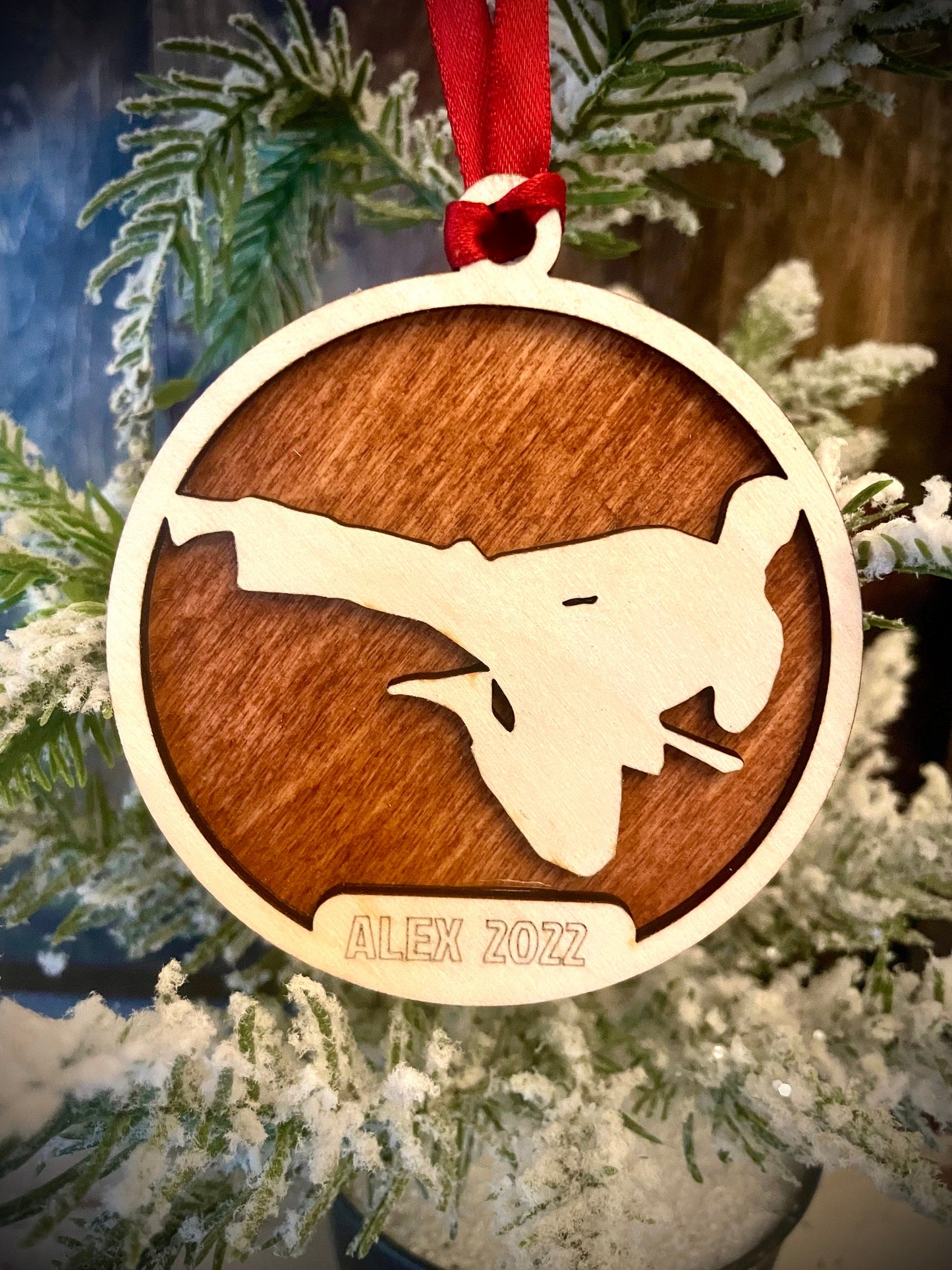 Martial Arts; Karate 2-layer personalized laser cut wood Christmas ornament, gift tag available unfinished or stained (version 16 of 16)