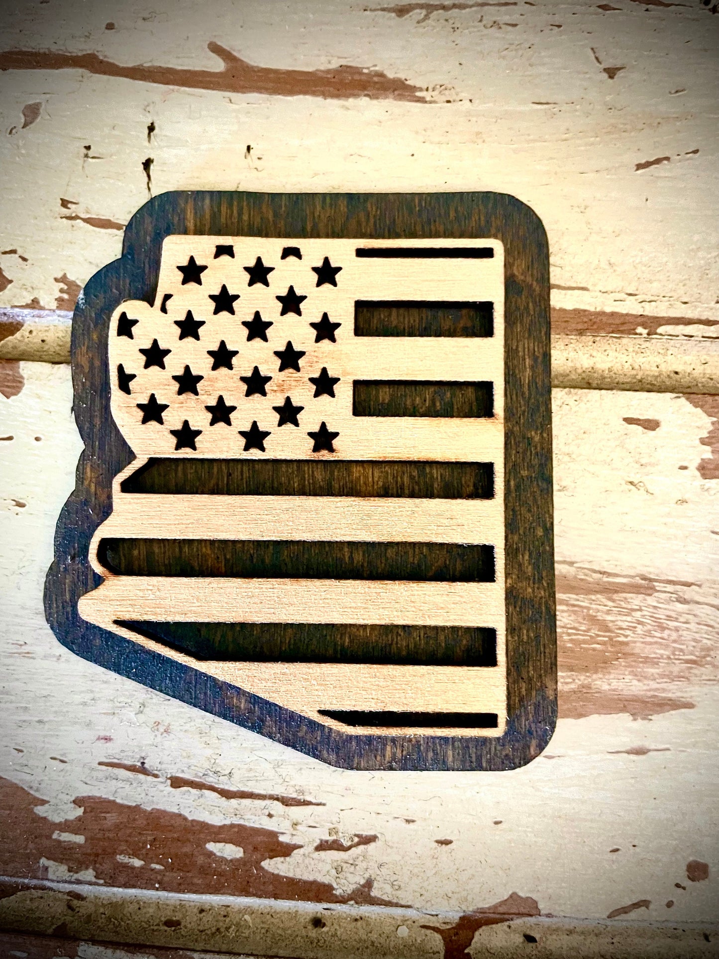 Arizona US Flag 2-Layer Wood Refrigerator Magnet | 12 Finishes | Patriotic Gift