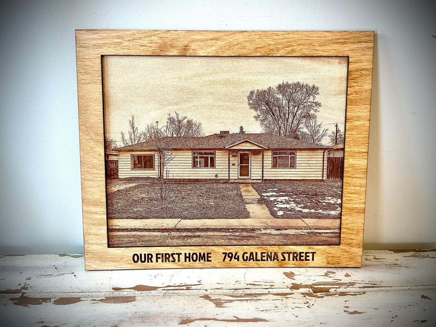 Realtor Closing Gift | Custom Home Photo Engraved on Wood | 8x10 with Optional Easel