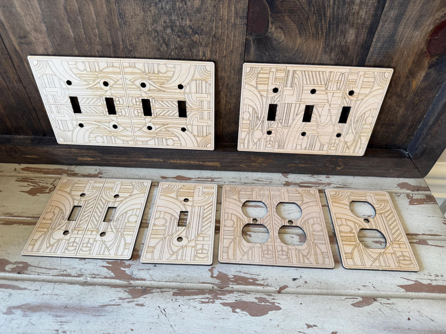 Art Deco Light Switch & Outlet Covers - 12 Finishes - Set A