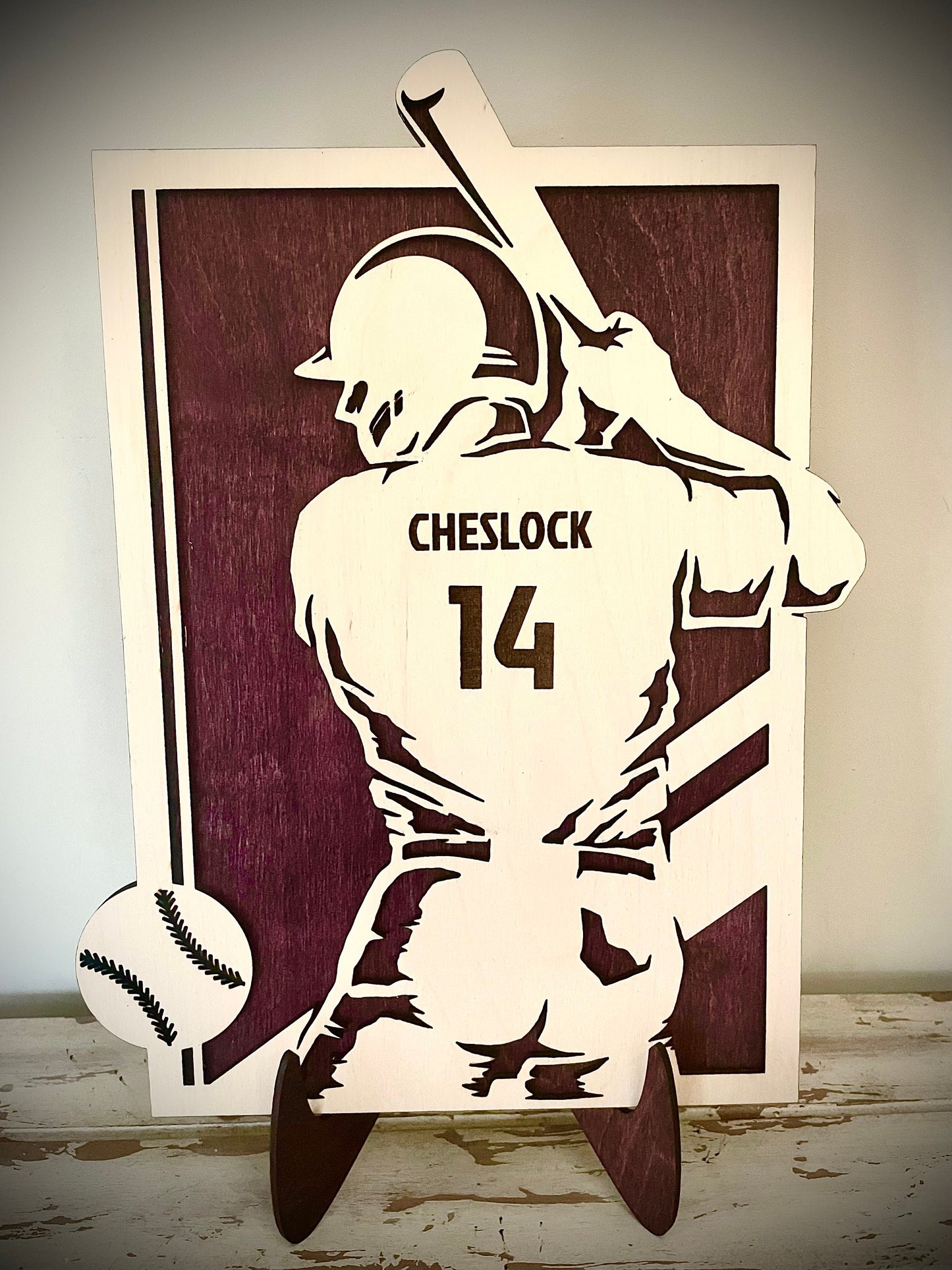 Custom Baseball Wood Plaque | Player Name & Number Engraved | Jersey Back Design