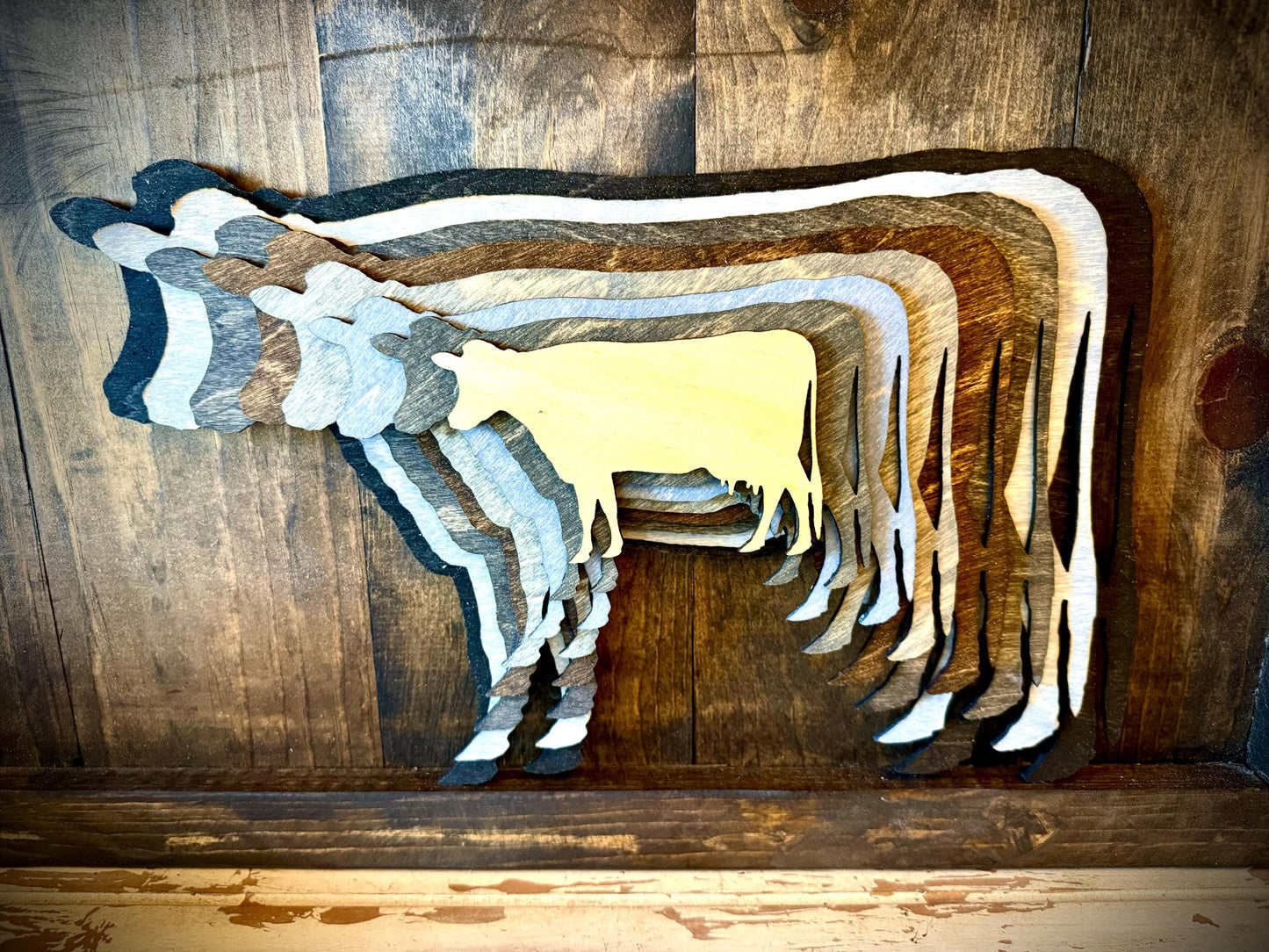 Stacked Dairy Cow 3D Wood Table & Wall Art | Multi-Color