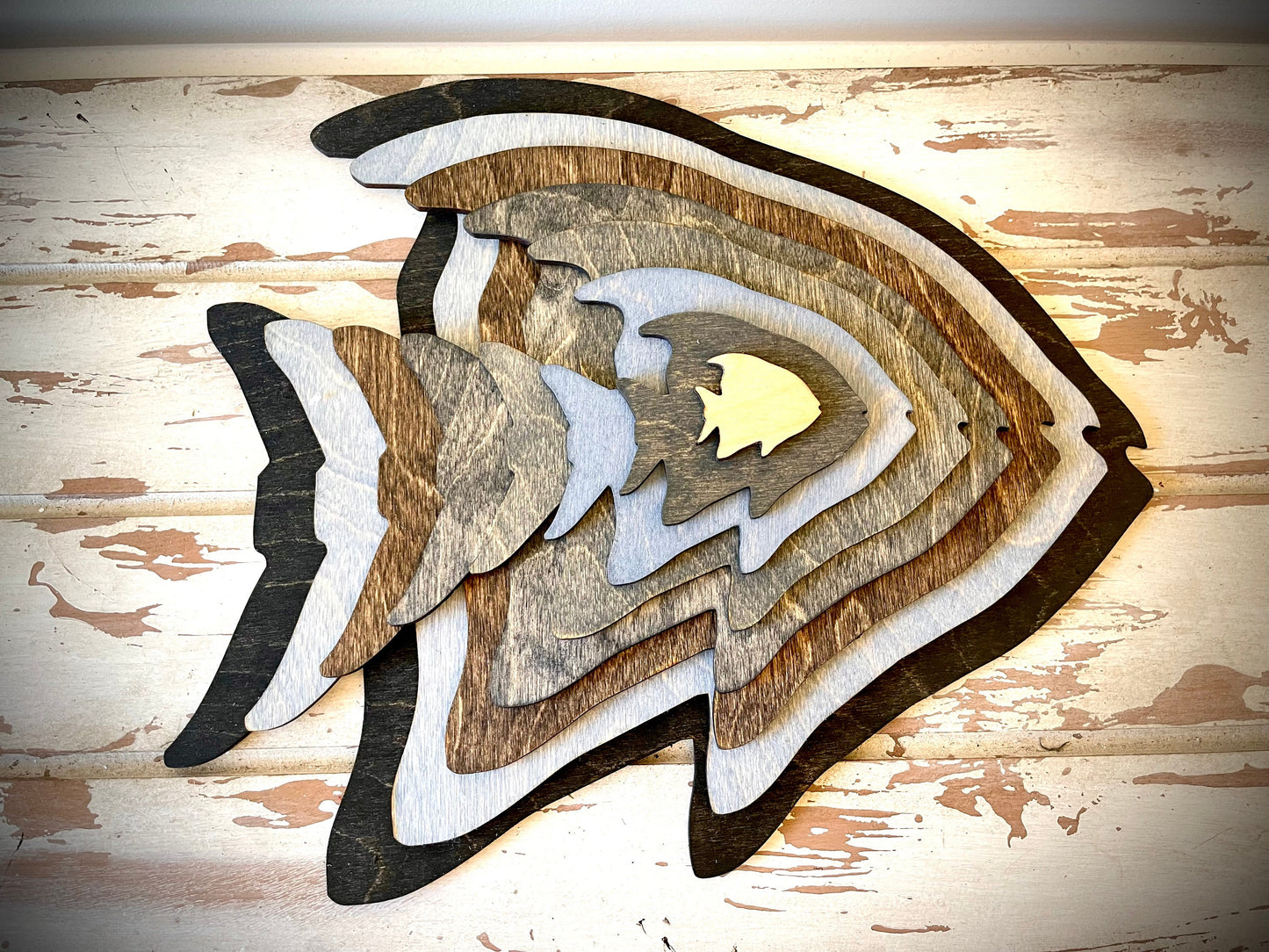 Stacked Tropical Fish 3D Wood Table & Wall Art | Multi-Color