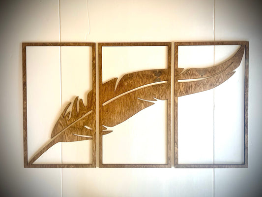 Feather 3-piece decorative wall panel set, front view