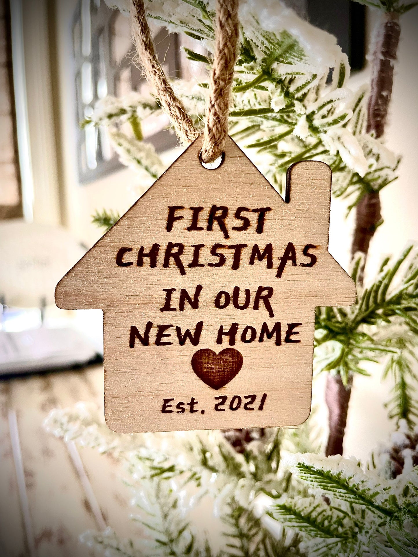 First Christmas in our new home ornament / gift tag can be customized