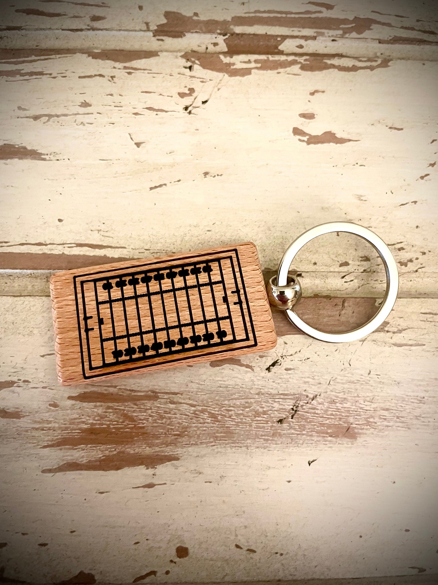 Football Field Wood Keychain | Senior Night, Team & Coach Gift | Laser Engraved