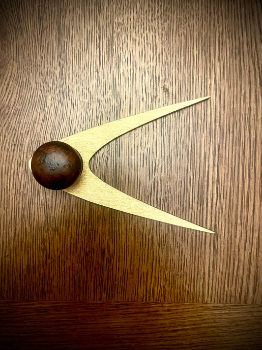 Mid Century Modern Atomic Boomerang Wood Drawer Knob | Set of 2 | 15 Finishes | Set AI (With Hole)