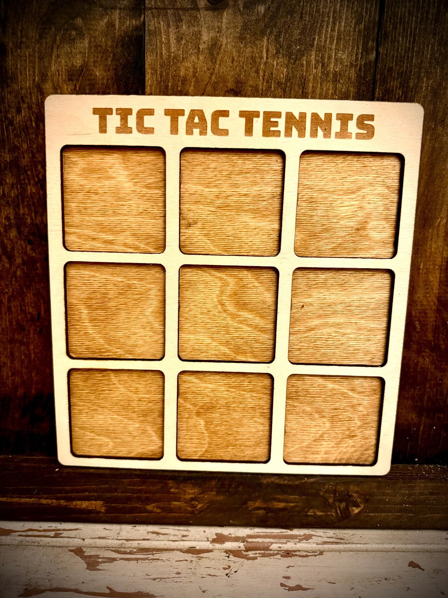 Tic Tac Tennis Wood Game | Laser Engraved | 12 Finishes | Tennis Gift