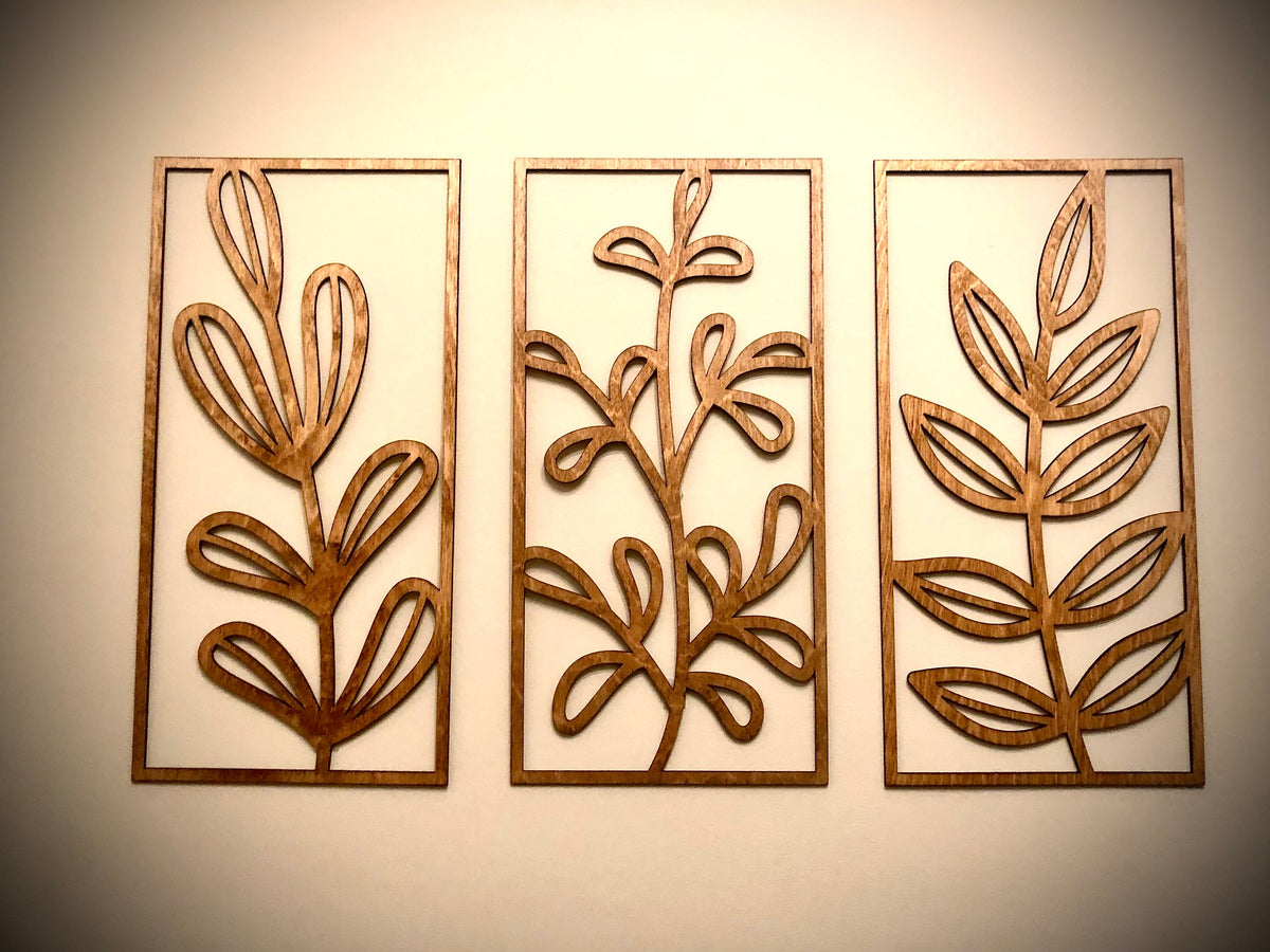 Twigs, Branches & Flowers Wood Wall Art | 3-Panel Set | Multiple Sizes & Finishes