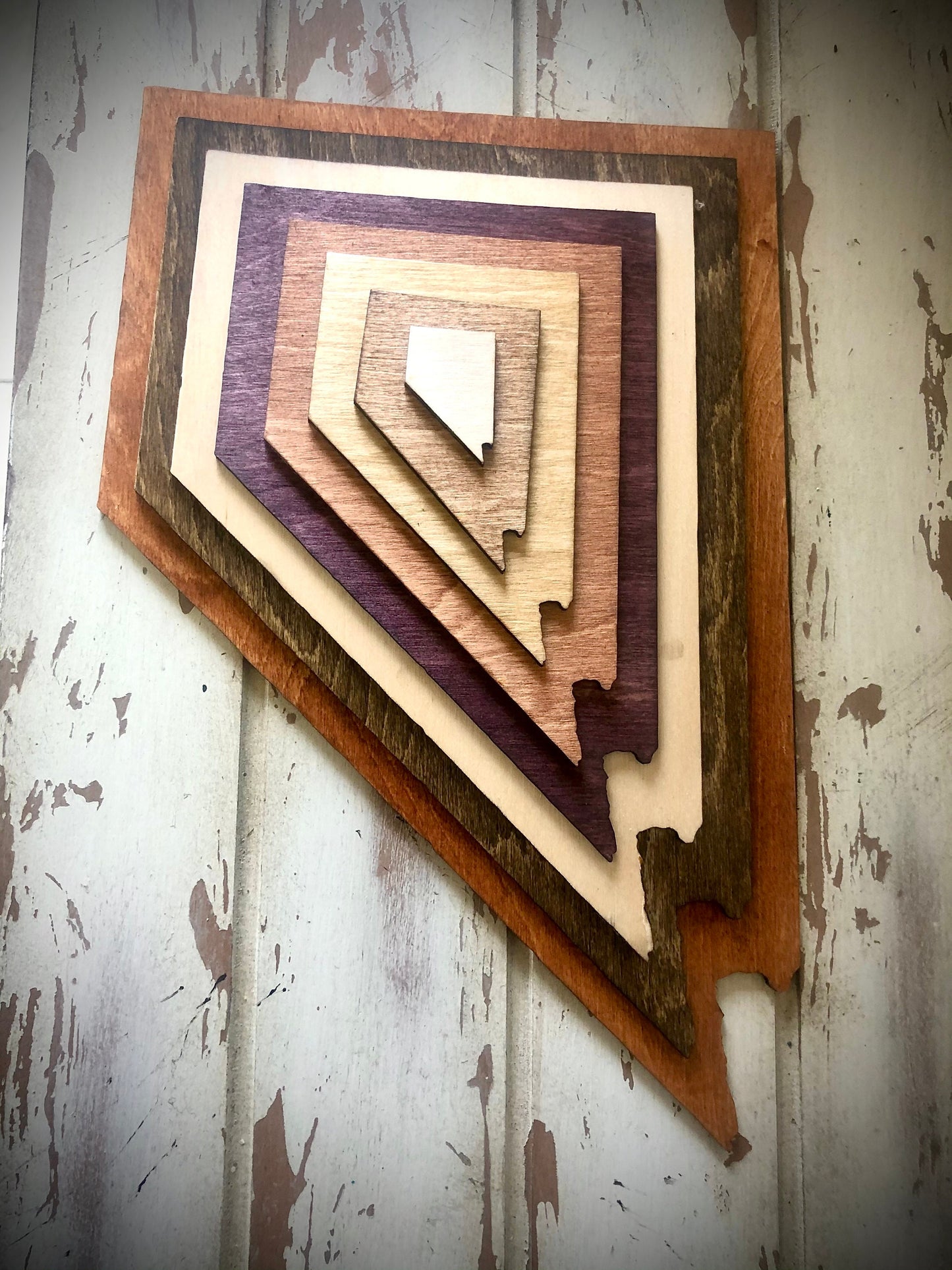 Nevada Stacked State 3D Wood Table & Wall Art | Multi-Color