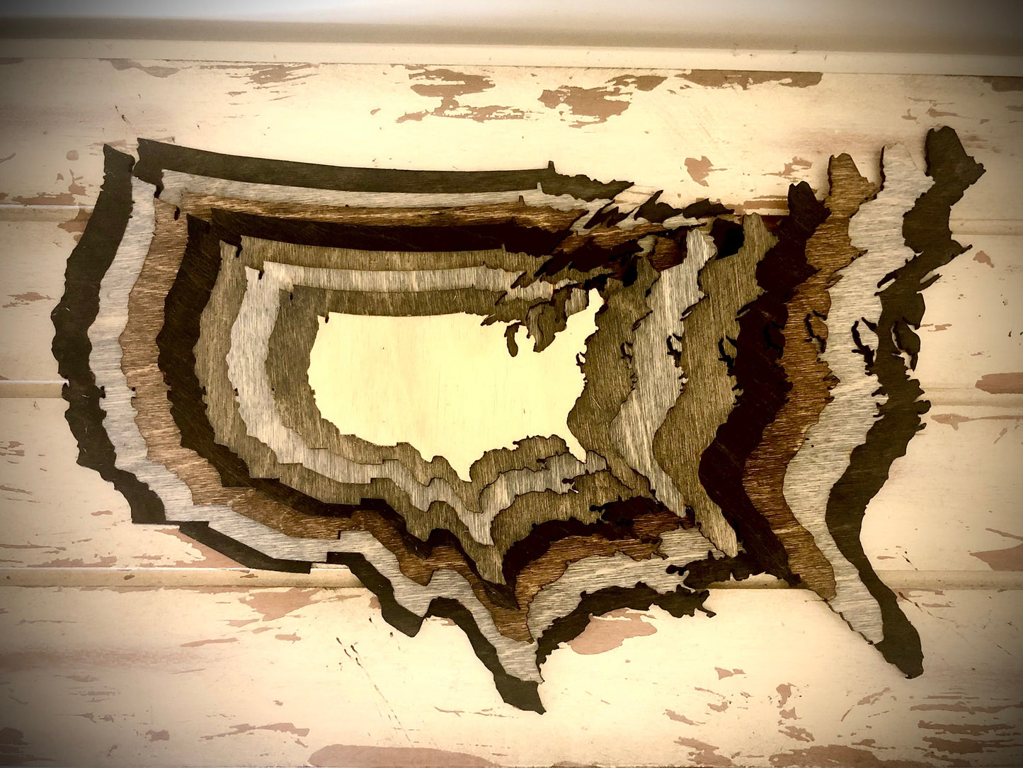 USA Stacked 3D Wood Table & Wall Art | Multi-Color