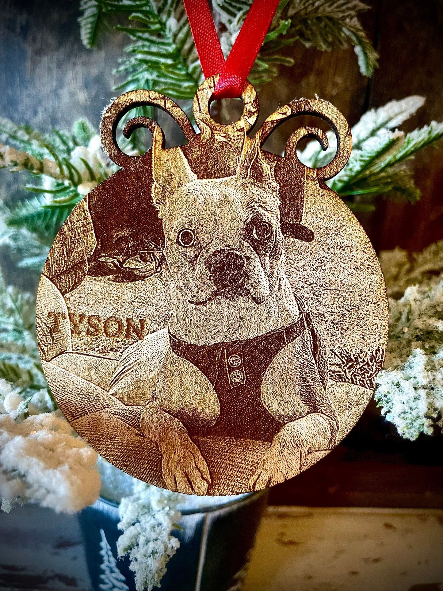 Custom Dog Photo Ornament/Gift Tag with photo of dog, cat, horse, family, kids