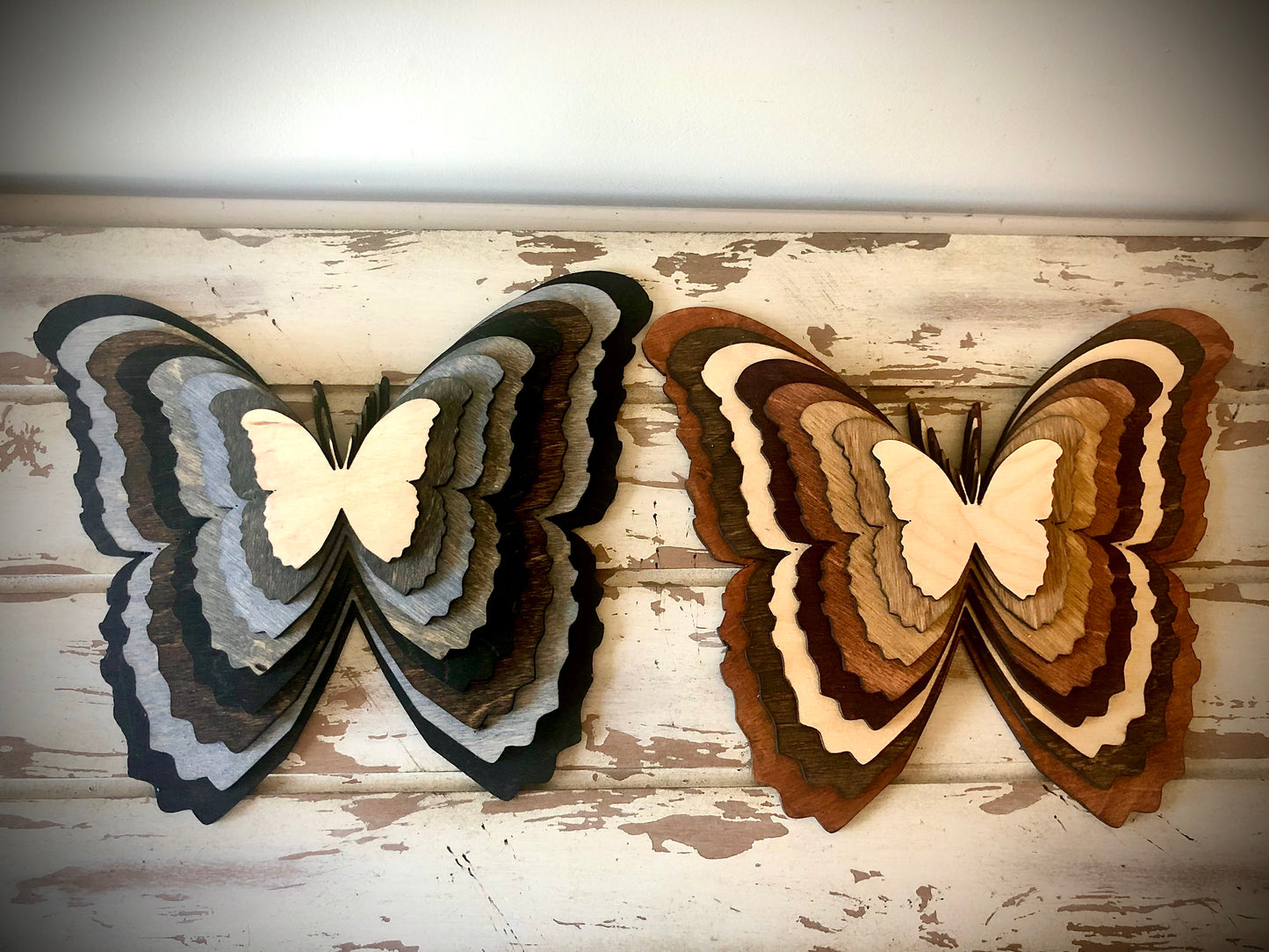 Stacked Butterfly 3D Wood Table & Wall Art | Multi-Color Home Decor